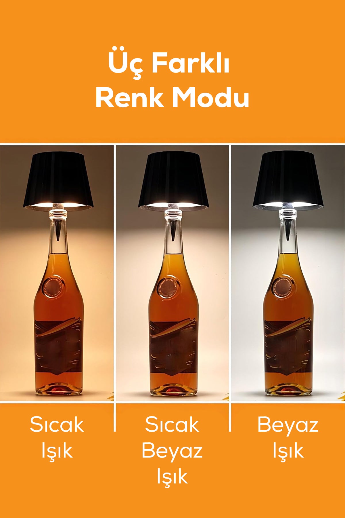 Şarjlı Kablosuz LED Şişe Başlıklı Lamba