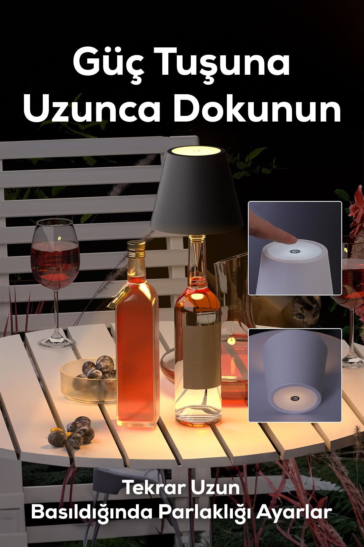 Şarjlı Kablosuz LED Şişe Başlıklı Lamba